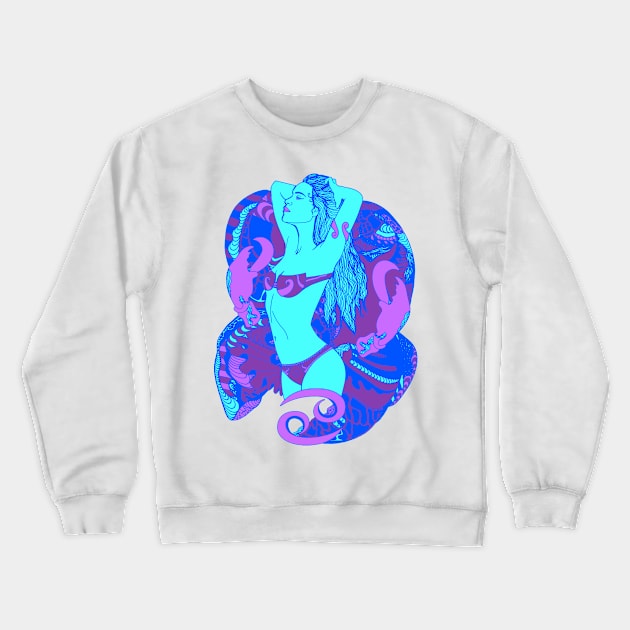 Blue Cancer Beauty Crewneck Sweatshirt by kenallouis